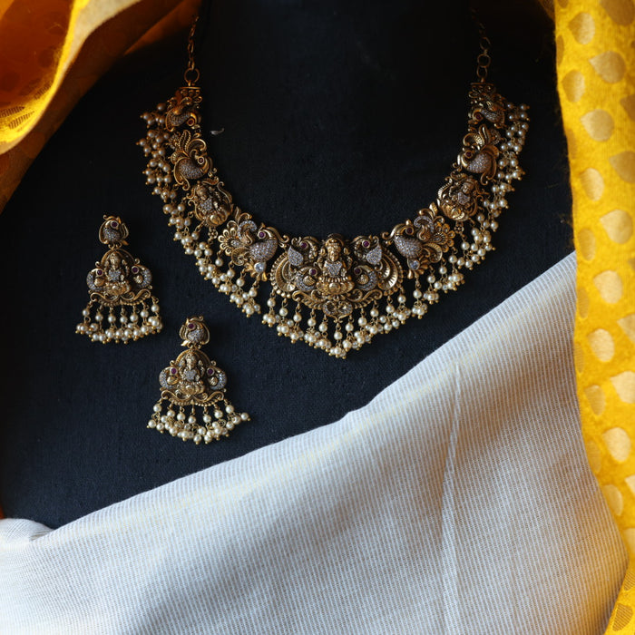 Antique temple design short necklace with earrings SS112567
