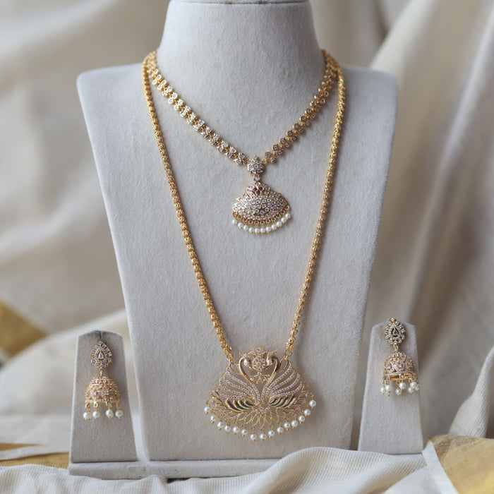 Heritage gold plated short and long padakam set necklace HPS12341