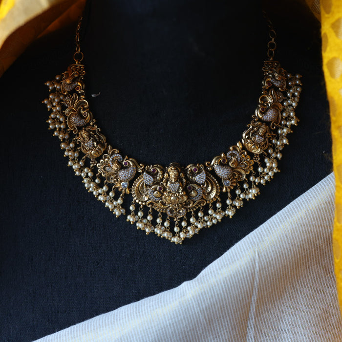 Antique temple design short necklace with earrings SS112567