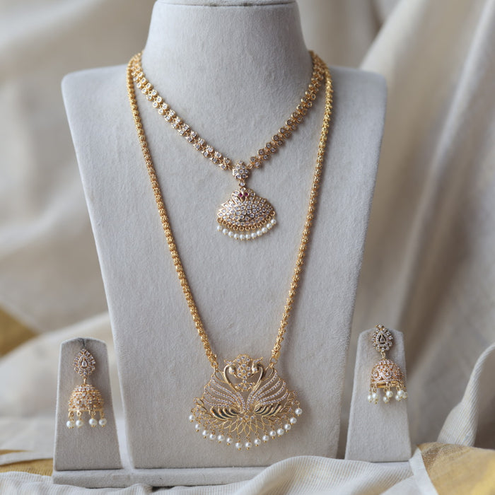 Heritage gold plated short and long padakam set necklace HPS12341