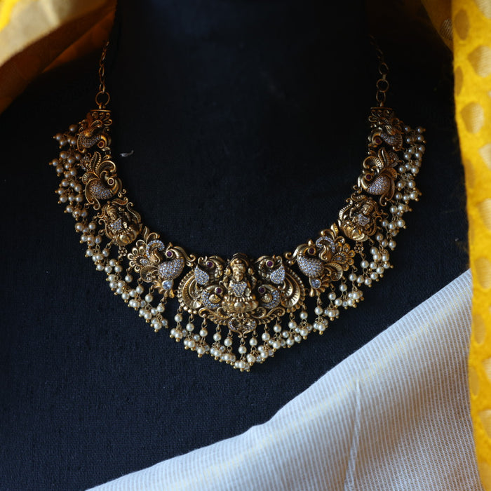 Antique temple design short necklace with earrings SS112567