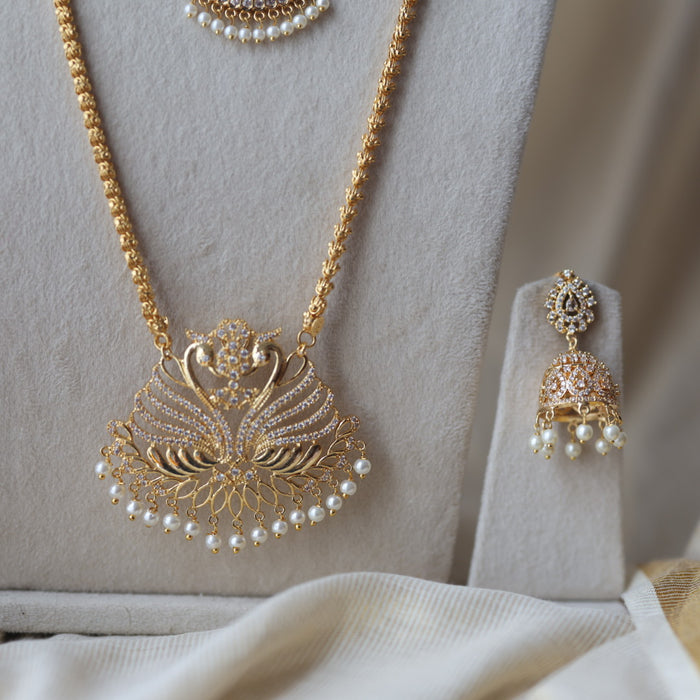 Heritage gold plated short and long padakam set necklace HPS12341