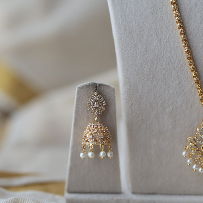 Heritage gold plated short and long padakam set necklace HPS12341