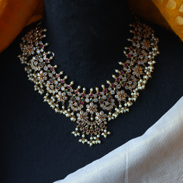 Antique pearl short necklace with earrings SS117689