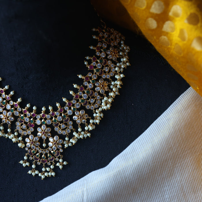 Antique pearl short necklace with earrings SS117689