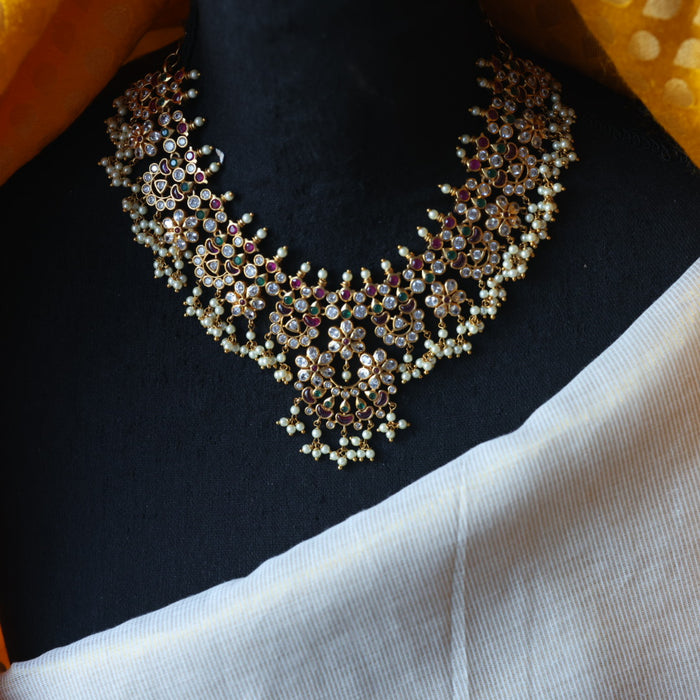Antique pearl short necklace with earrings SS117689