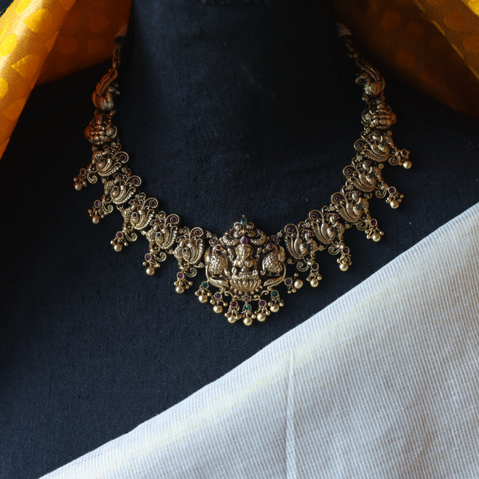 Antique temple design short necklace with earrings SS116543