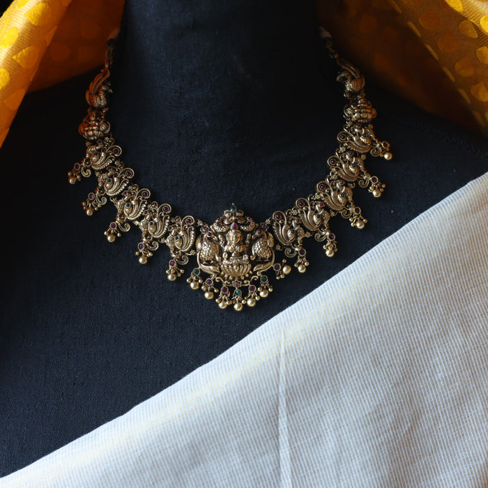 Antique temple design short necklace with earrings SS116543