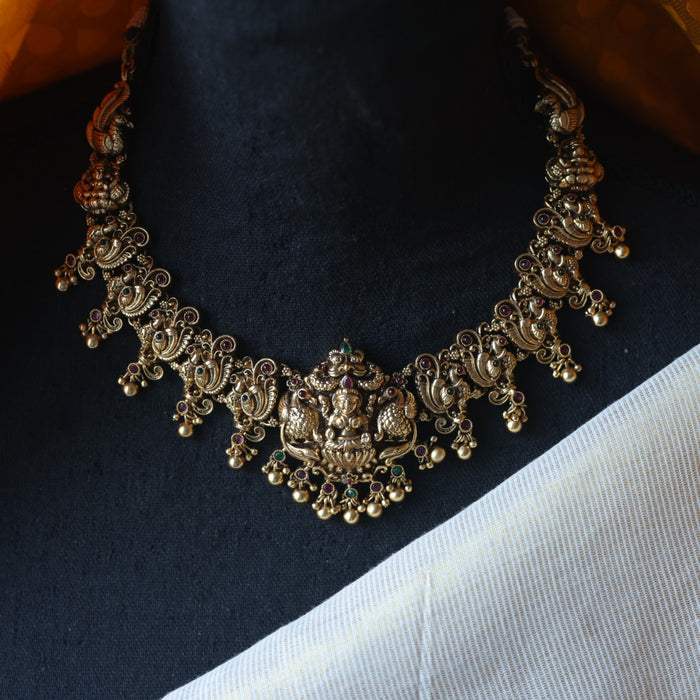 Antique temple design short necklace with earrings SS116543