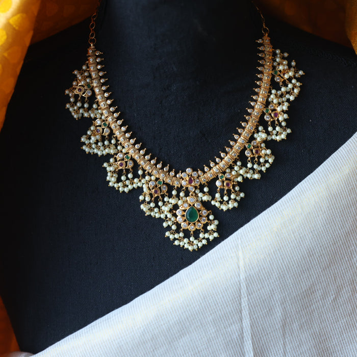 Antique pearl short necklace with earrings SS11657