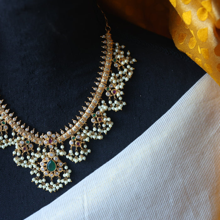 Antique pearl short necklace with earrings SS11657