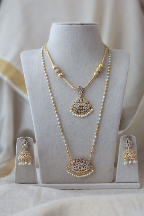 Heritage gold plated short and long padakam set necklace HPS8566