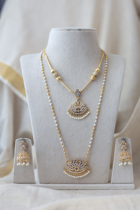 Heritage gold plated short and long padakam set necklace HPS8566