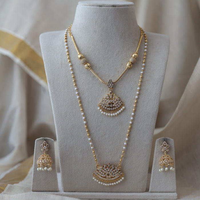 Heritage gold plated short and long padakam set necklace HPS8566
