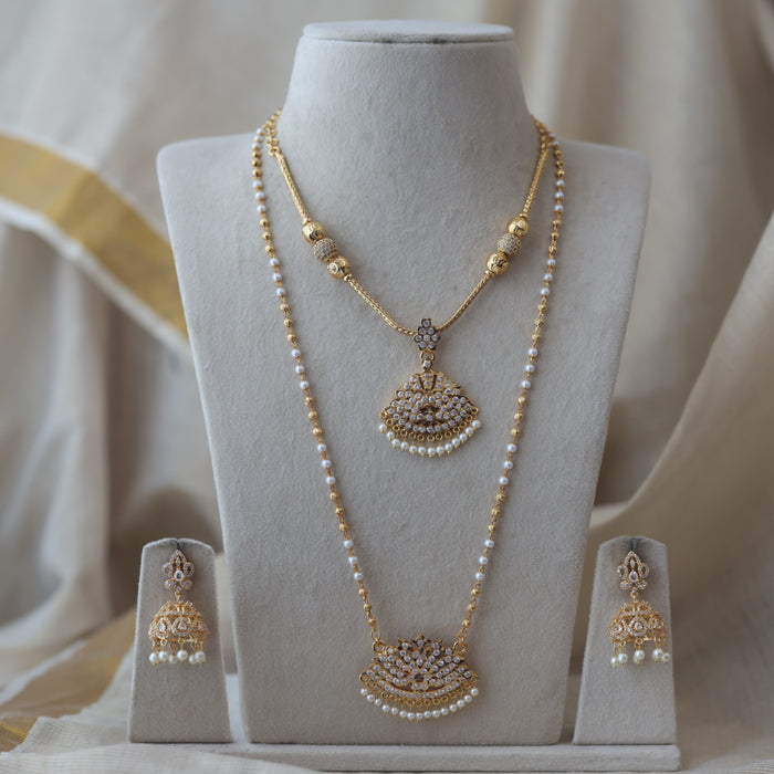 Heritage gold plated short and long padakam set necklace HPS8566