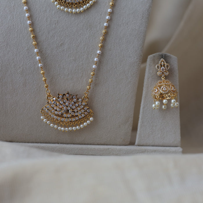 Heritage gold plated short and long padakam set necklace HPS8566