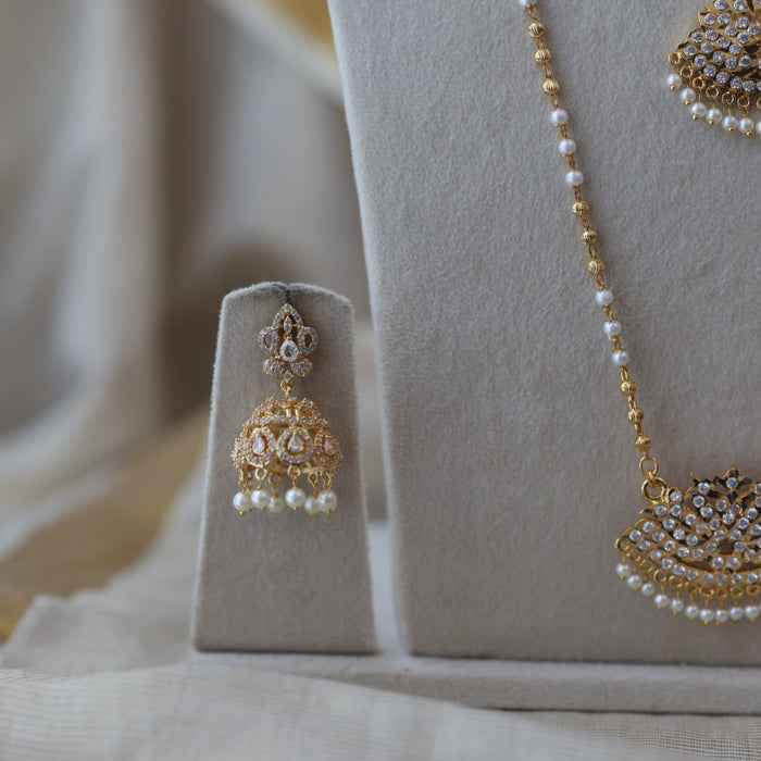 Heritage gold plated short and long padakam set necklace HPS8566