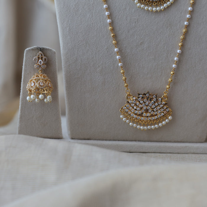 Heritage gold plated short and long padakam set necklace HPS8566