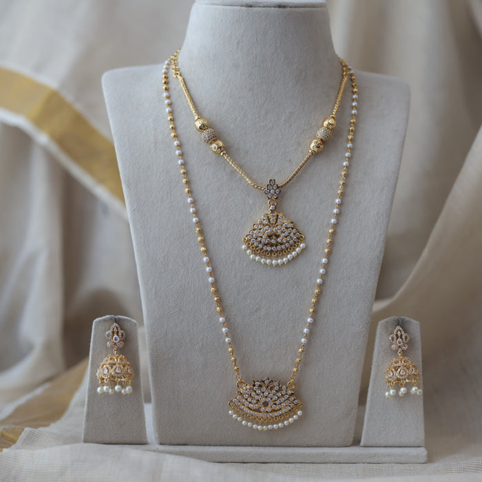Heritage gold plated short and long padakam set necklace HPS8566