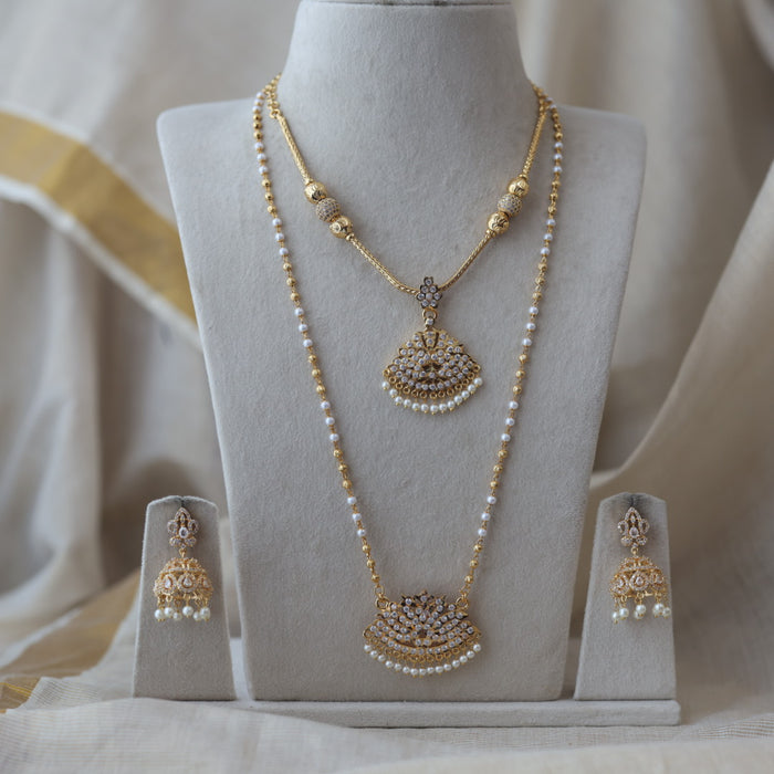 Heritage gold plated short and long padakam set necklace HPS8566