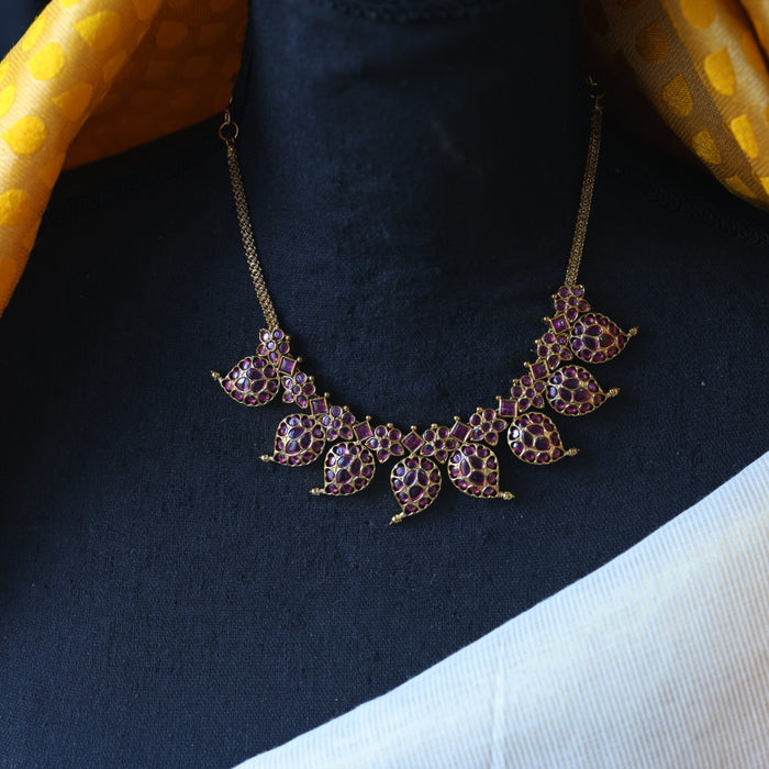 Antique ruby stone short necklace with earrings RUB012