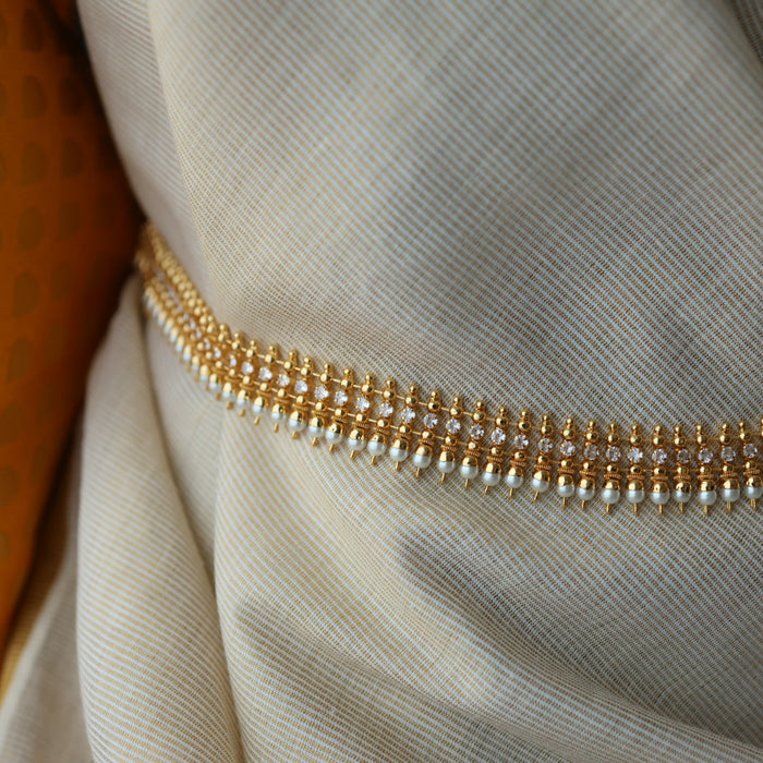 Heritage gold white stone and pearl waistchain HW1046