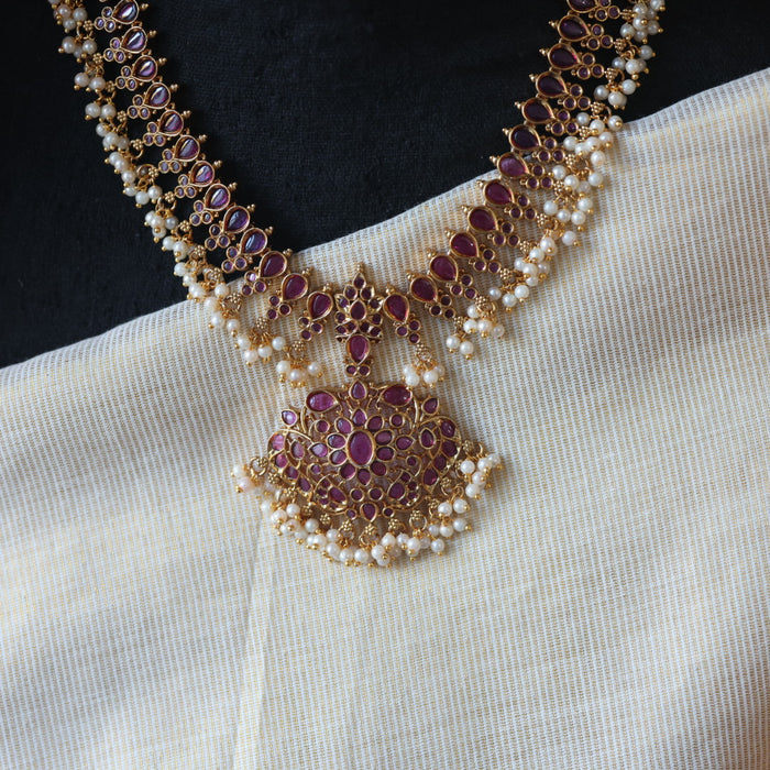 Antique ruby stone short necklace with earrings RUB0012