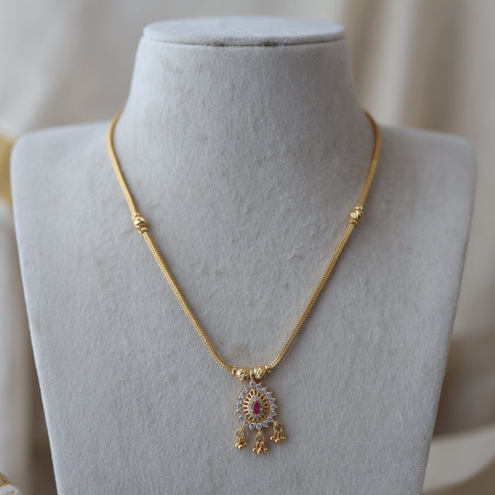 Heritage gold plated ruby white stone short chaim HPC266