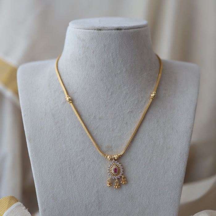 Heritage gold plated ruby white stone short chaim HPC266