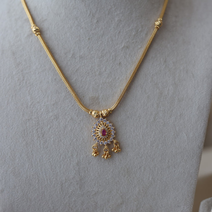 Heritage gold plated ruby white stone short chaim HPC266