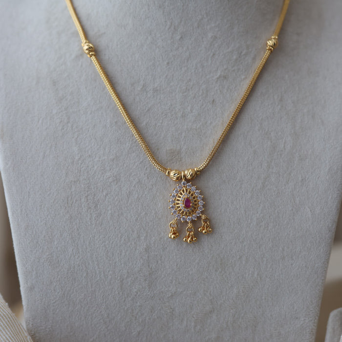 Heritage gold plated ruby white stone short chaim HPC266