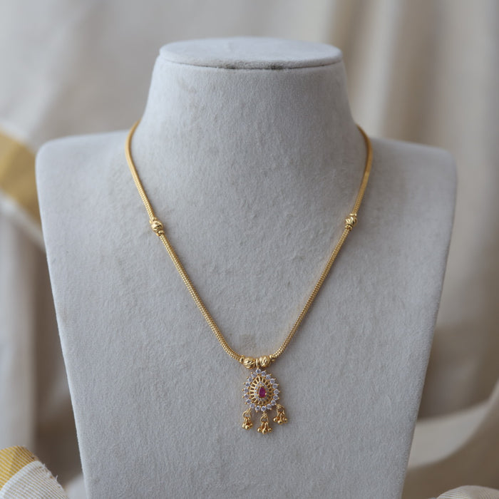 Heritage gold plated ruby white stone short chaim HPC266