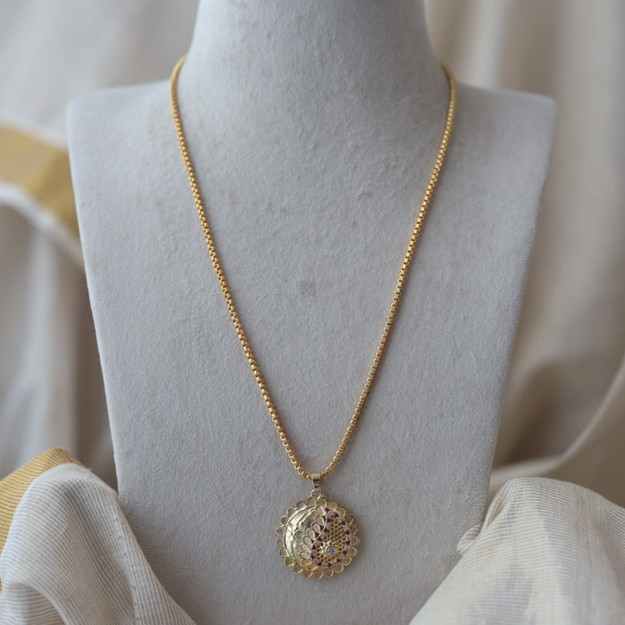 Heritage gold plated long pendant set necklace HPC122