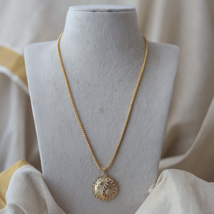 Heritage gold plated long pendant set necklace HPC122