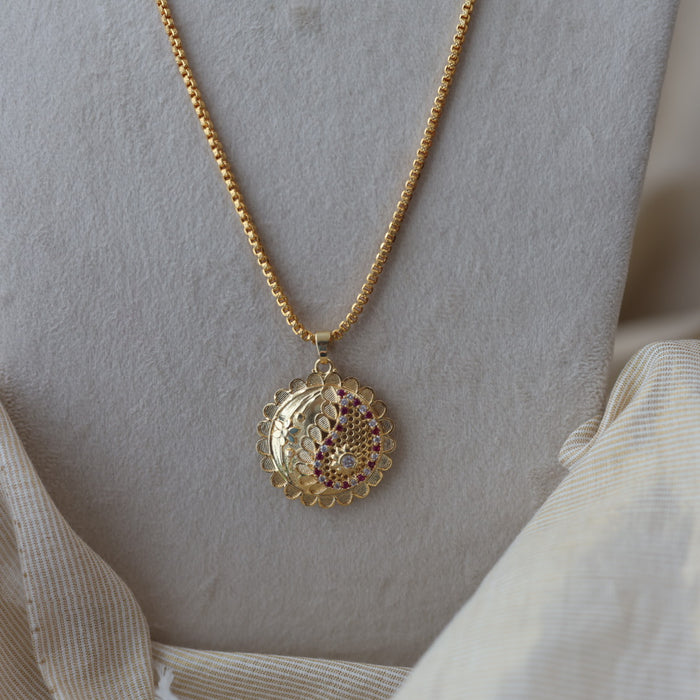 Heritage gold plated long pendant set necklace HPC122