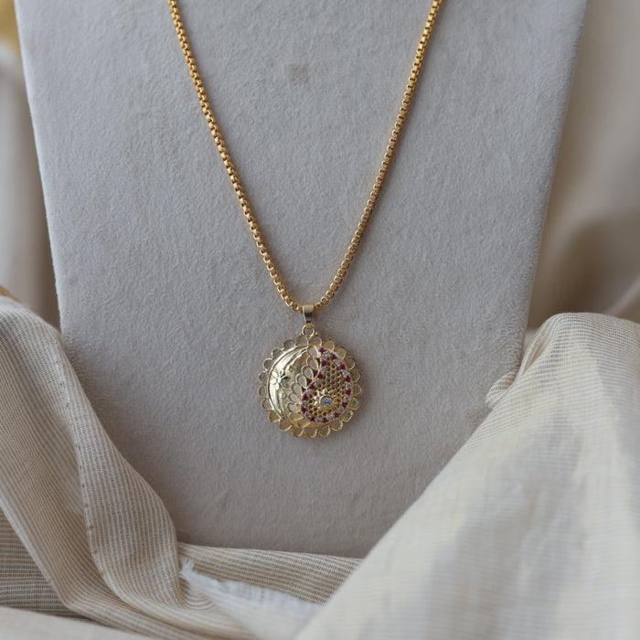 Heritage gold plated long pendant set necklace HPC122