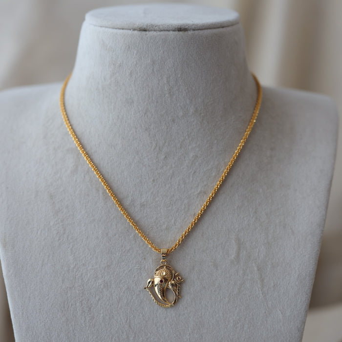 Heritage gold plated ganesha pendant chain HC012