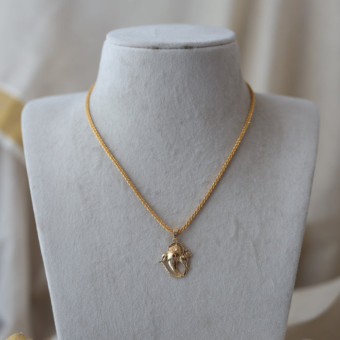 Heritage gold plated ganesha pendant chain HC012