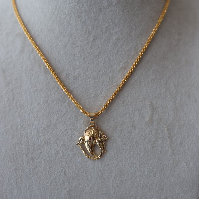 Heritage gold plated ganesha pendant chain HC012