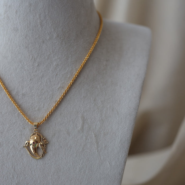 Heritage gold plated ganesha pendant chain HC012