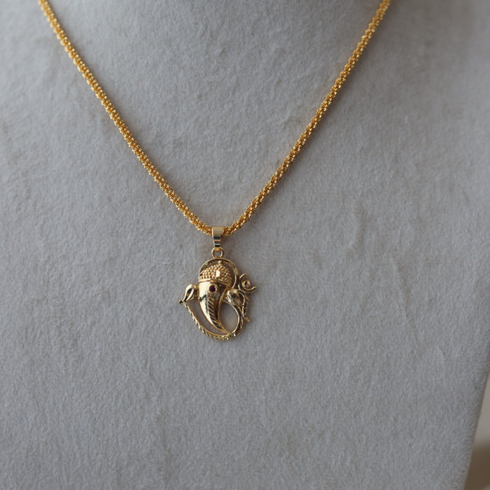 Heritage gold plated ganesha pendant chain HC012