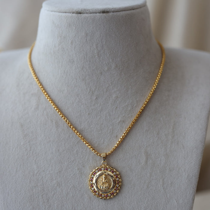 Heritage gold plated lakshmi pendant chain HC015