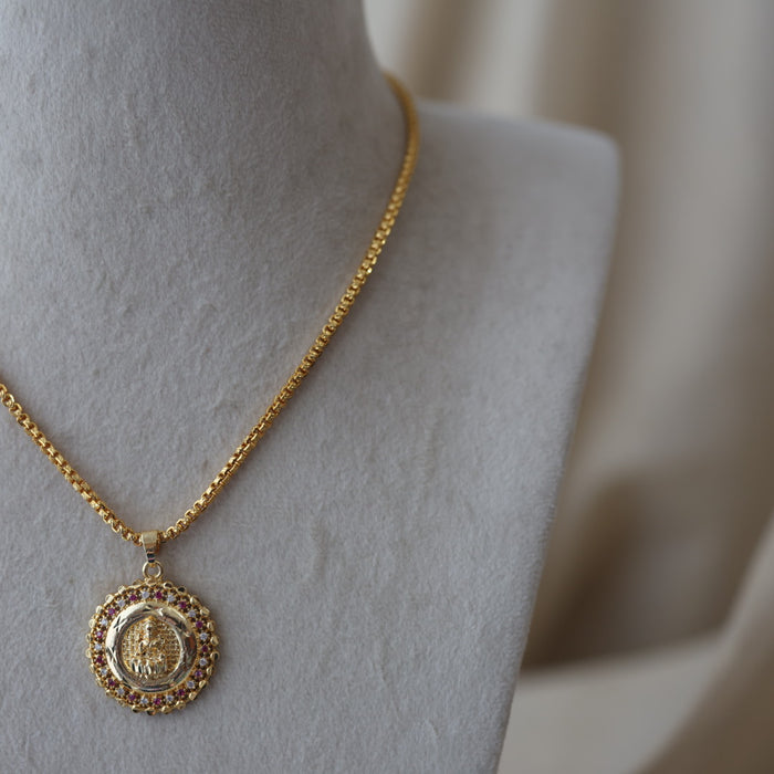 Heritage gold plated lakshmi pendant chain HC015