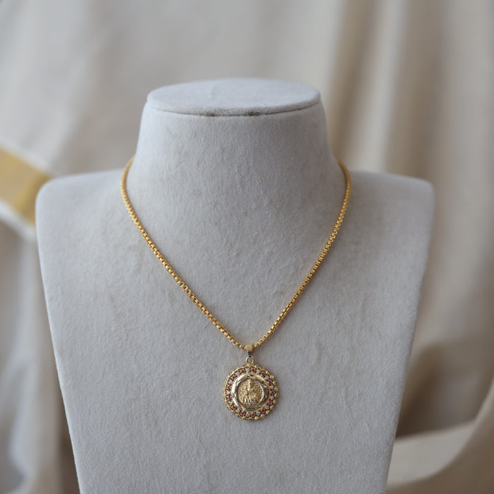 Heritage gold plated lakshmi pendant chain HC016