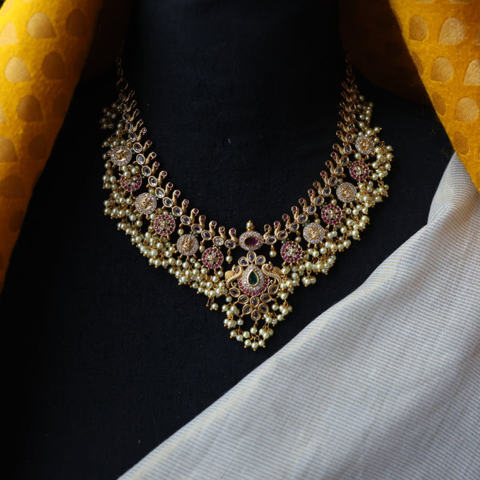 Antique pearl short necklace with earrings S1B16134