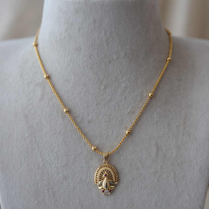Heritage gold plated lakshmi pendant chain HC016