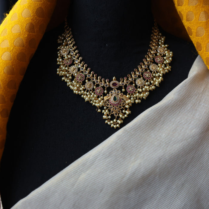 Antique pearl short necklace with earrings S1B16134