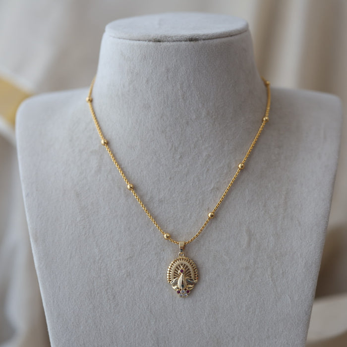 Heritage gold plated lakshmi pendant chain HC016