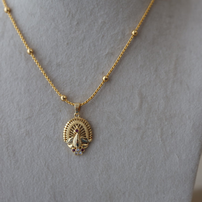 Heritage gold plated lakshmi pendant chain HC016