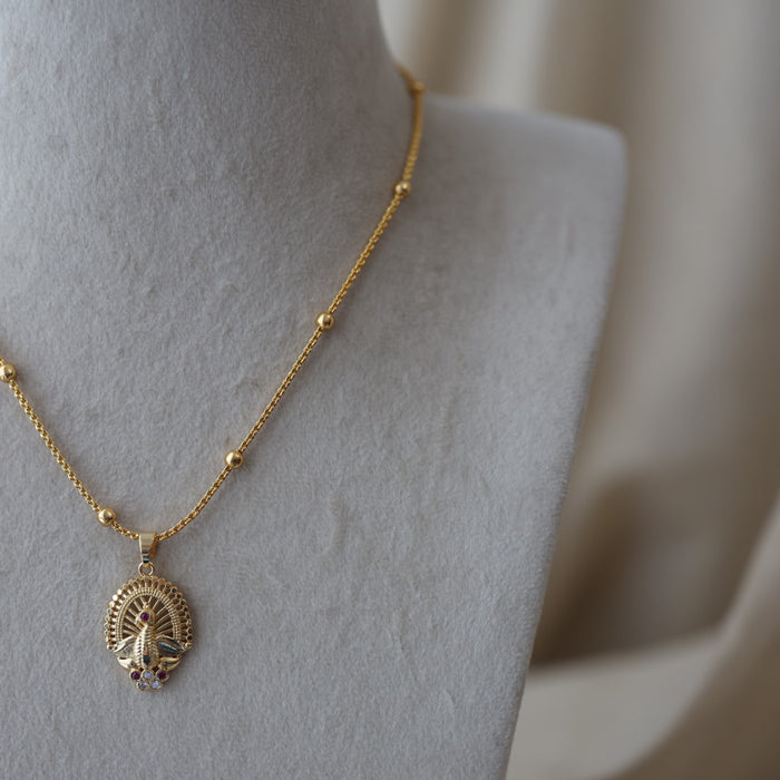 Heritage gold plated lakshmi pendant chain HC016